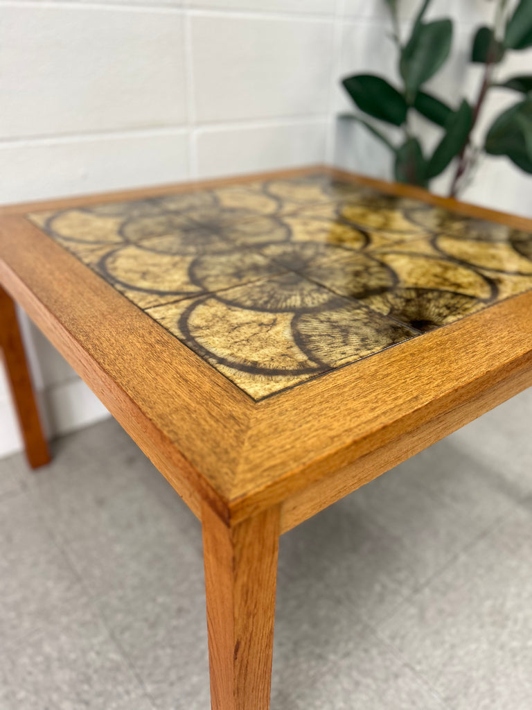 Teak and tile end table