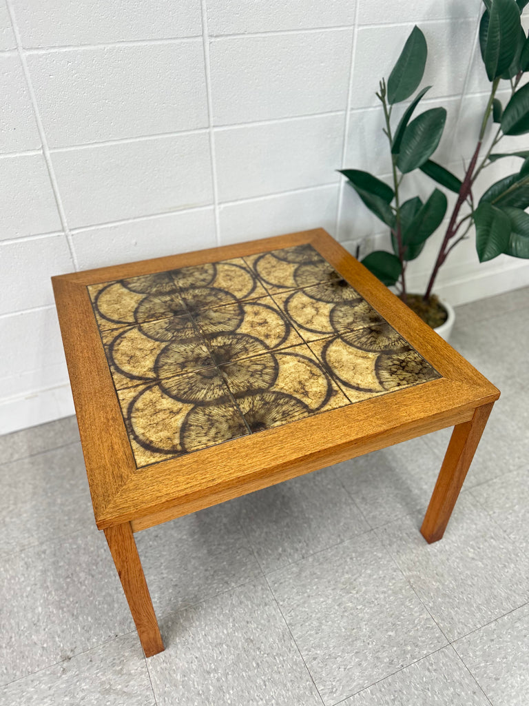 Teak and tile end table