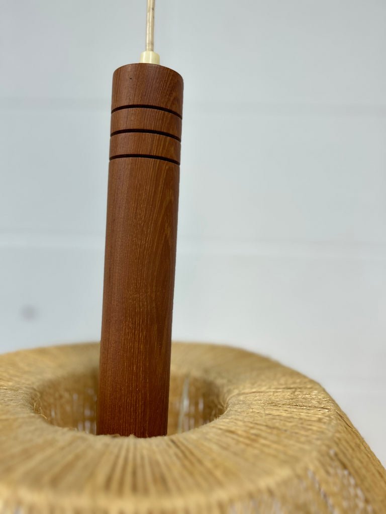 Teak & Jute string light fixture