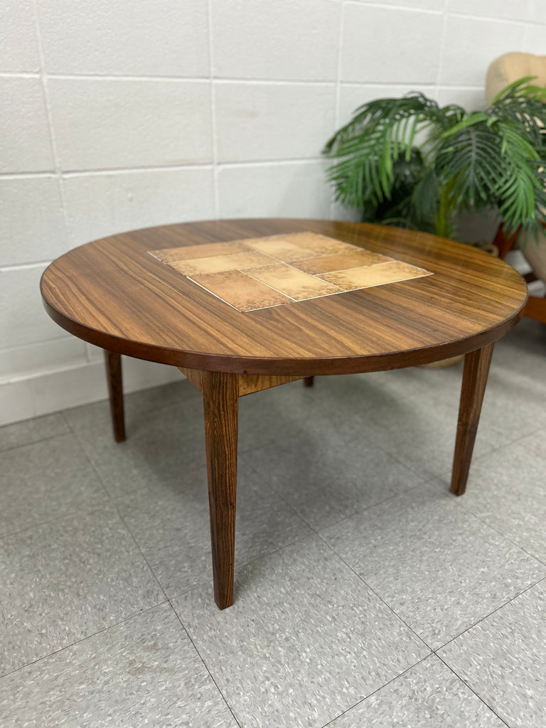 Rosewood and tile coffee table