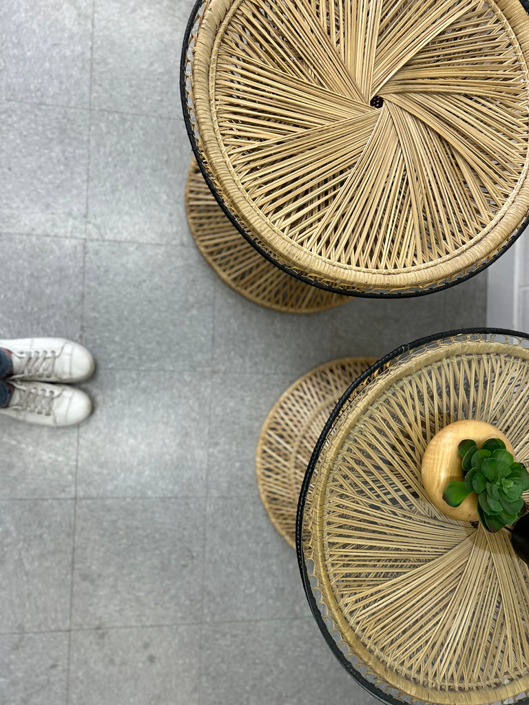 Wicker end table pair