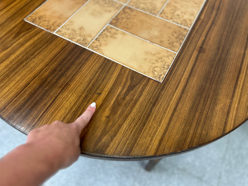 Rosewood and tile coffee table