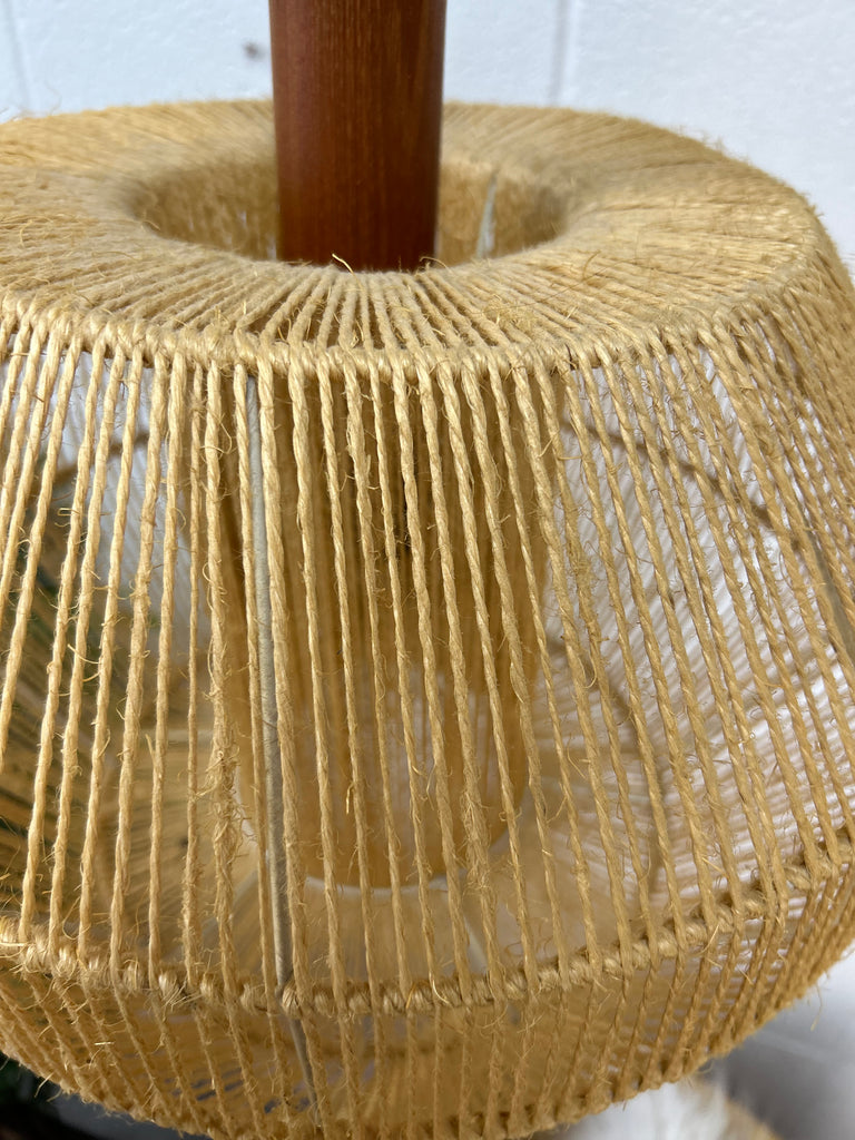 Teak & Jute string light fixture