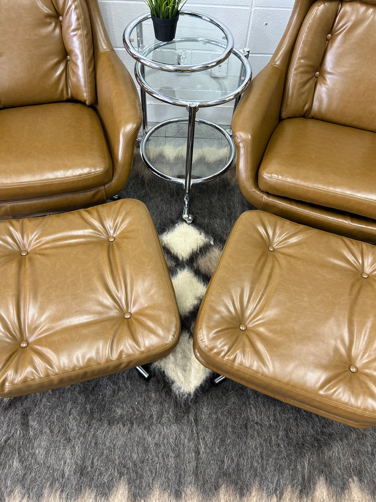 Egg chair and ottoman pair