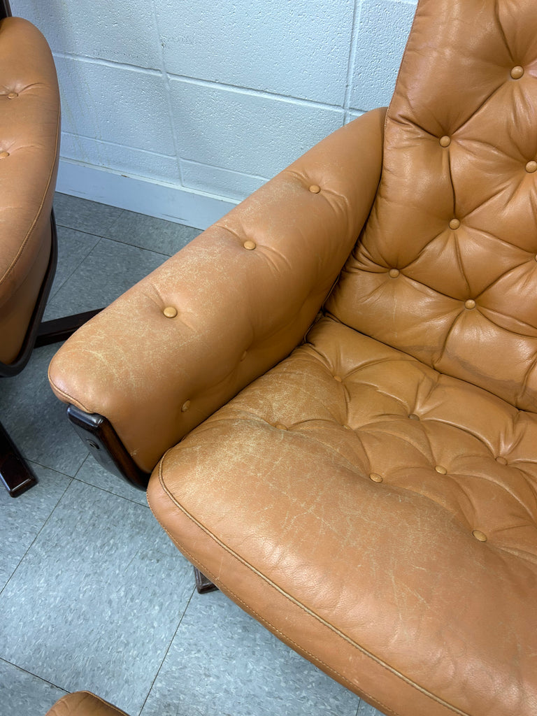 Swedish leather lounger set