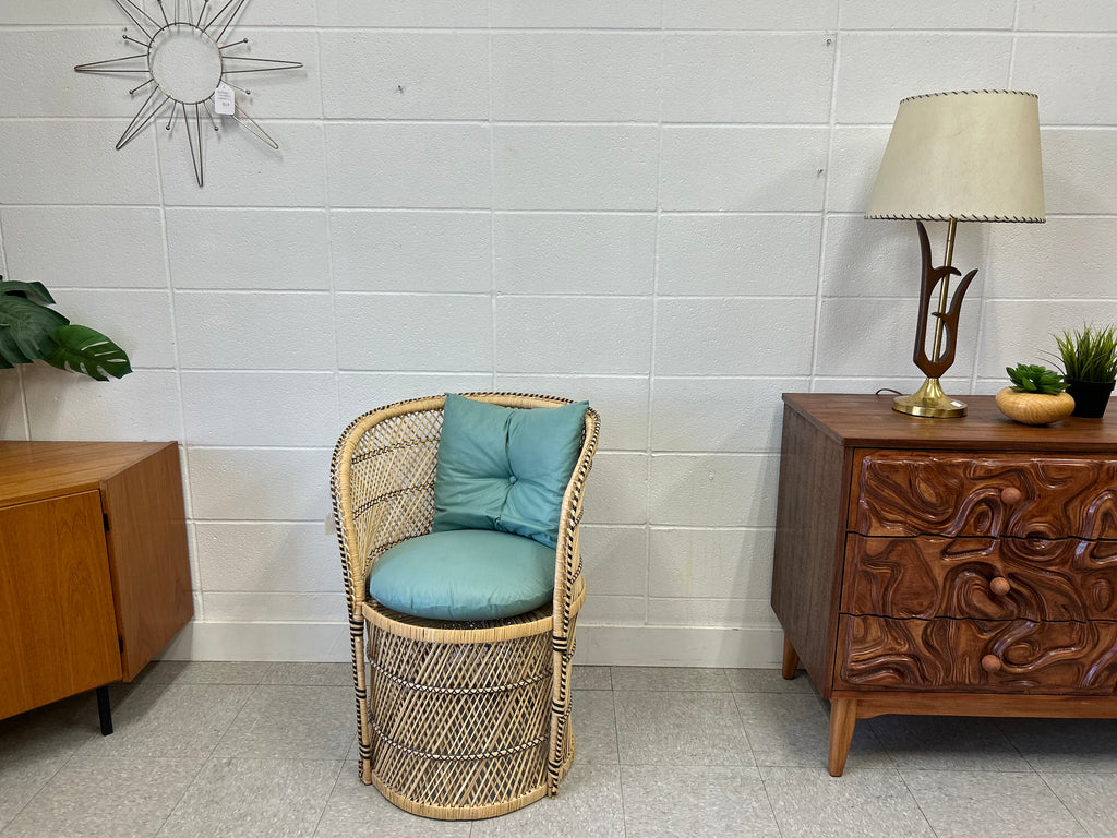 Small wicker peacock chair
