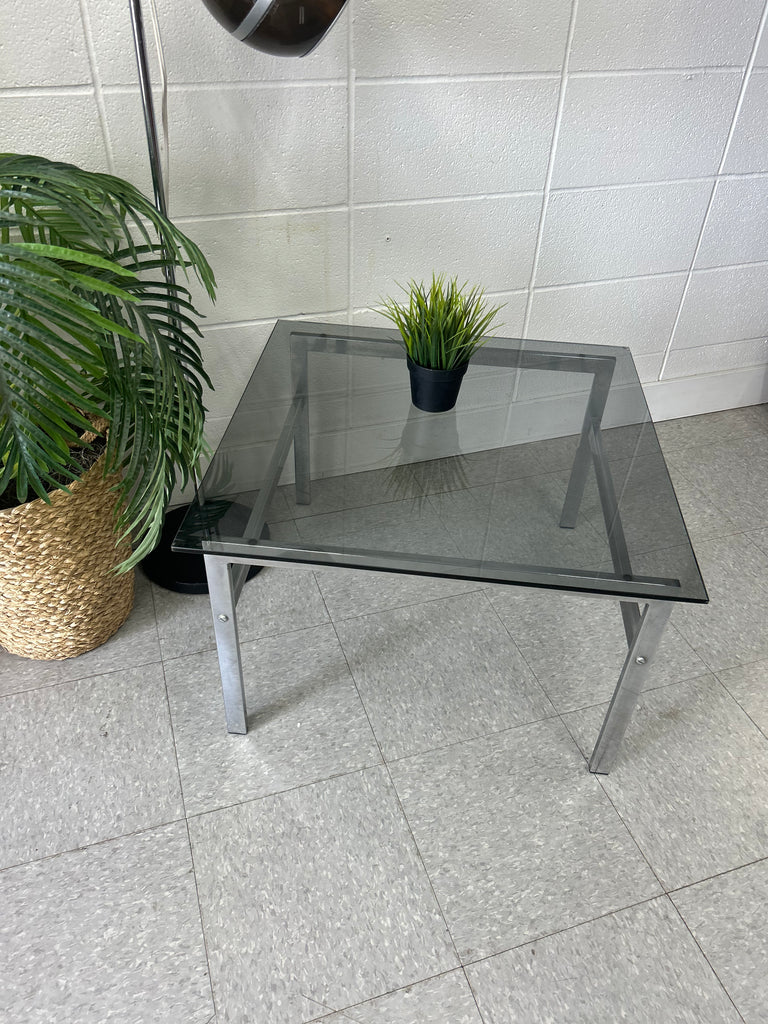 Chrome and glass coffee table