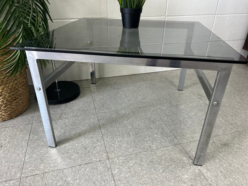 Chrome and glass coffee table