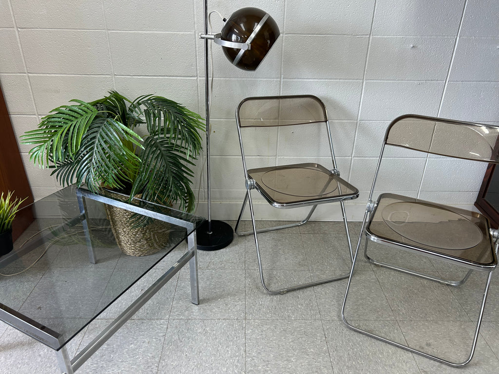 Italian chrome fold up chairs (2)