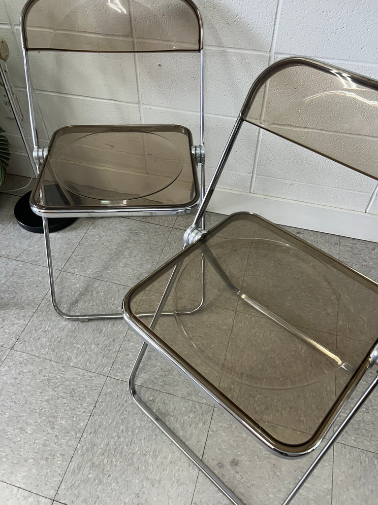 Italian chrome fold up chairs (2)