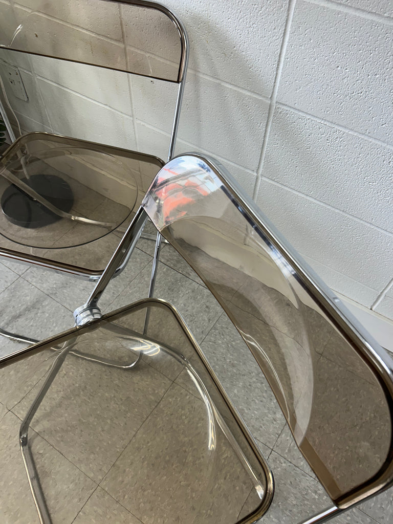 Italian chrome fold up chairs (2)