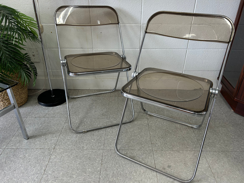 Italian chrome fold up chairs (2)