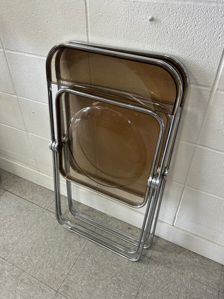 Italian chrome fold up chairs (2)