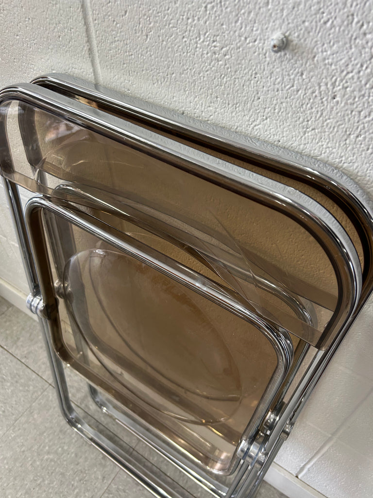 Italian chrome fold up chairs (2)